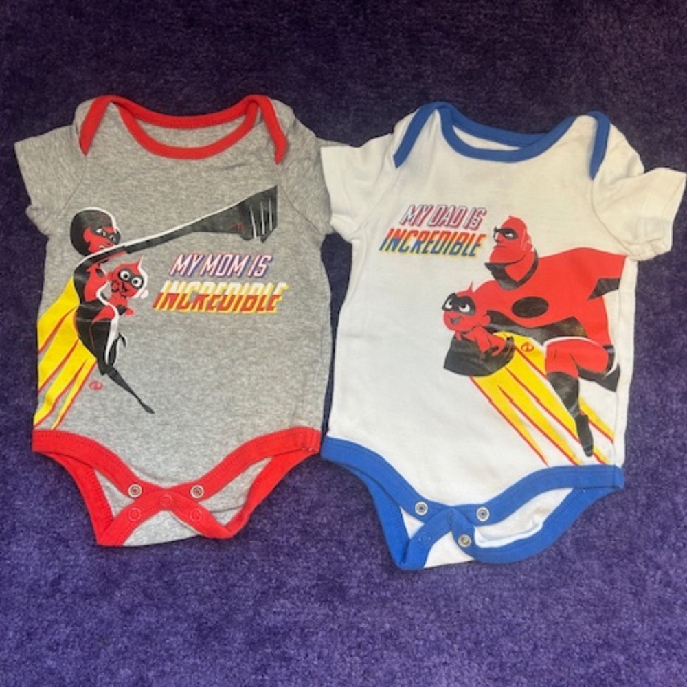 0-3 month Disney's Incredibles Onesies (x2)